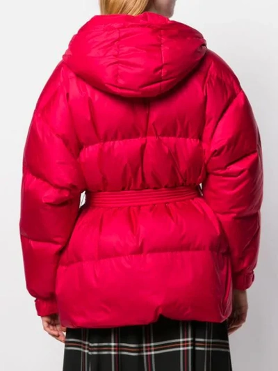 Shop Ienki Ienki Belted Puffer Coat In Red