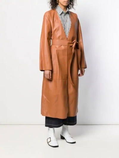 Shop Loewe Belted Midi Coat In 2530 Tan