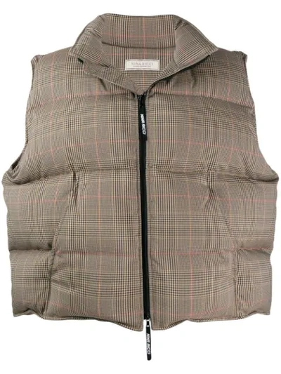Shop Nina Ricci Checked Padded Gilet In M7382 Beige