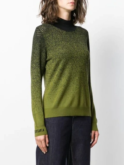 Shop Fendi Gradient Turtle Neck Sweater In Green
