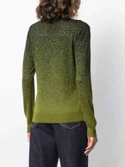 Shop Fendi Gradient Turtle Neck Sweater In Green