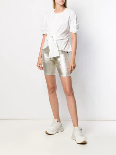 Shop Paco Rabanne Metallic Cycling Shorts In M042 Gold