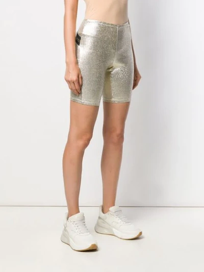 Shop Paco Rabanne Metallic Cycling Shorts In M042 Gold