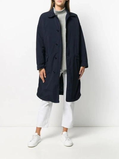 Shop Aspesi Single Breasted Lightweight Coat In Blue