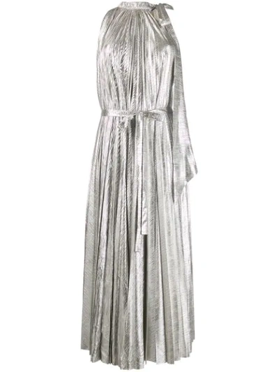 Shop A.w.a.k.e. Pleated Cocktail Dress In Silver