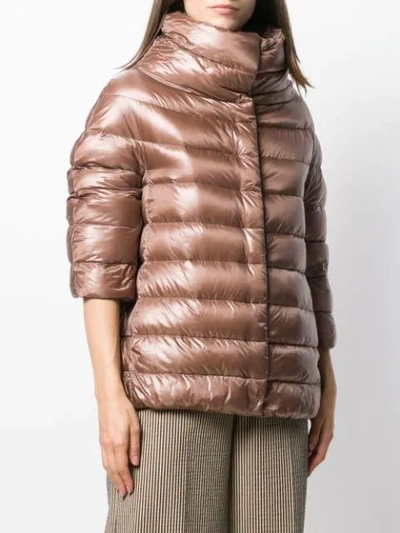 Shop Herno 3/4 Sleeve Puffer Jacket In 8002