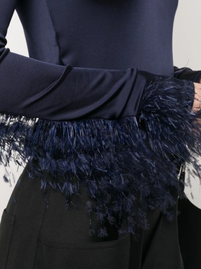 Shop Proenza Schouler Ostrich Feather Top In Blue