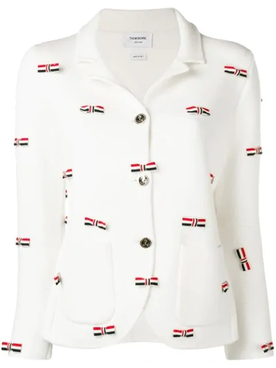 Shop Thom Browne Bow Embroidery Merino Sport Coat In 100 White