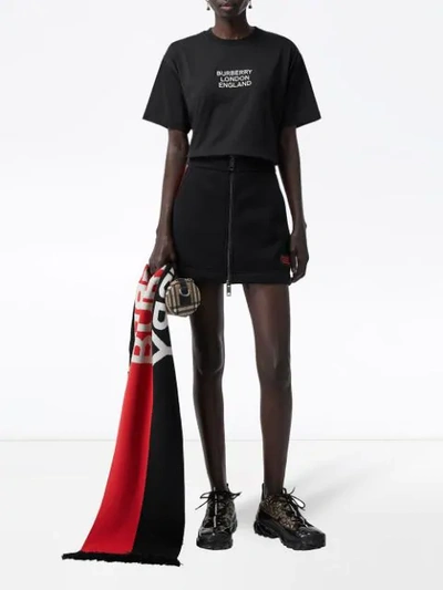 Shop Burberry Logo Embroidered Oversized T-shirt In Black