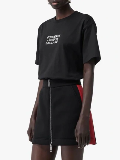 Shop Burberry Logo Embroidered Oversized T-shirt In Black