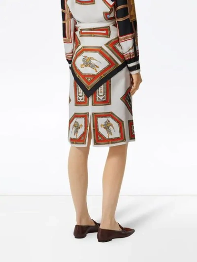 Shop Burberry Scarf Print Skirt In Red