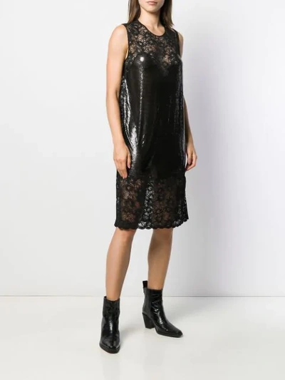 Shop Paco Rabanne Chainmail Lace Midi Dress In Black