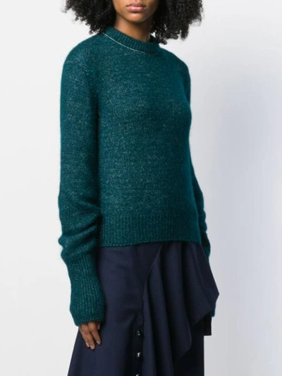 Shop Chloé Ruched Sleeve Knitted Jumper In Green