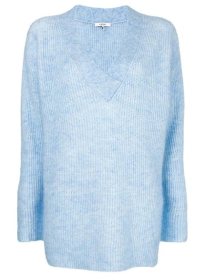 Shop Ganni Oversized Long-sleeve Sweater - Blue