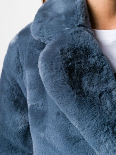 Shop Apparis Faux-fur Midi Coat In Blue
