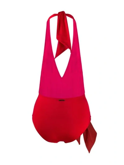 Shop Stella Mccartney Tie-front Swimsuit In Red