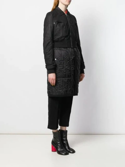 RICK OWENS PANELLED LAYERED COAT - 黑色