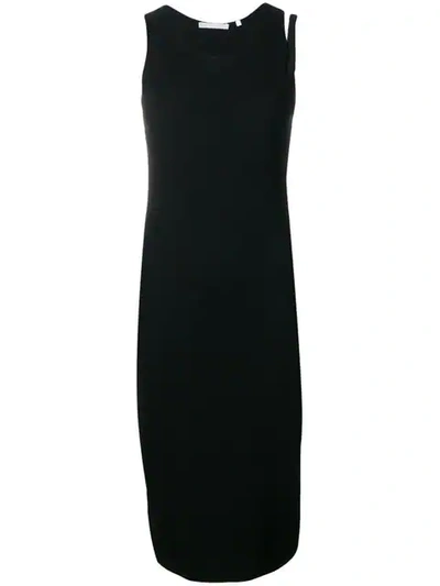 Shop Helmut Lang Sleeveless Knitted Midi Dress In Black