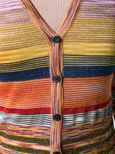 Shop Missoni Striped V-neck Cardigan In Orange
