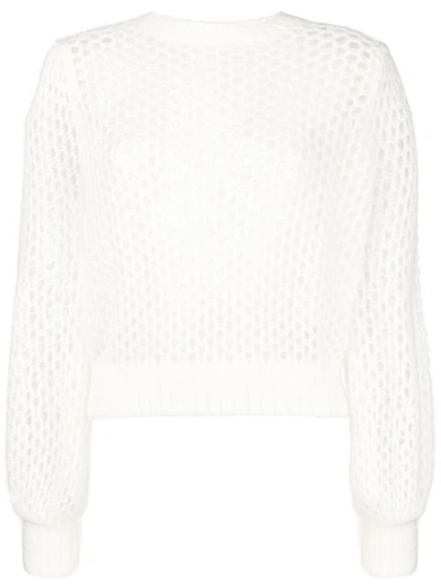 Shop Zimmermann Mesh Detail Sweater - White