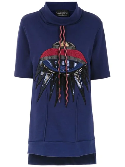 Shop Andrea Bogosian Embroidered Sweat Dress In Blue