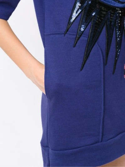Shop Andrea Bogosian Embroidered Sweat Dress In Blue