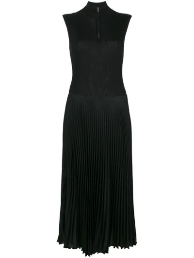 Shop Prada Pleated Flared Dress - Black