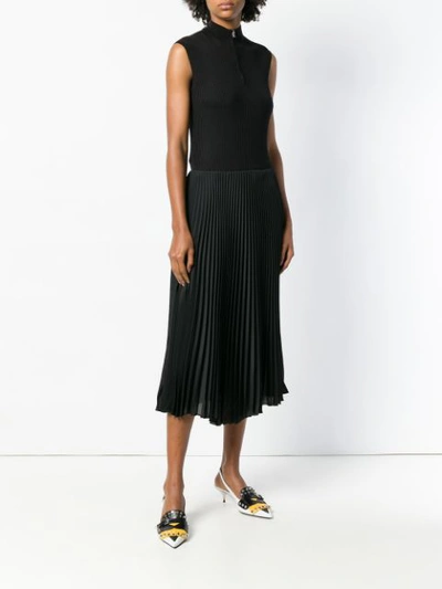 Shop Prada Pleated Flared Dress - Black