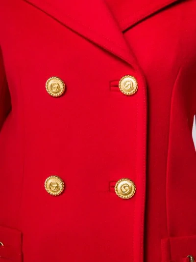 Shop Gucci Double-breasted Horsebit Coat In Red