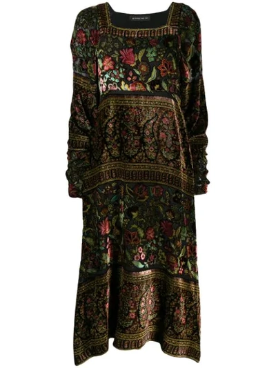 Shop Etro Floral Paisley Embroidered Midi Dress In 1 Multi