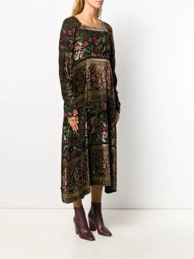 Shop Etro Floral Paisley Embroidered Midi Dress In 1 Multi