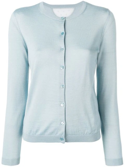 Shop Red Valentino Crew Neck Buttoned Cardigan In Blue