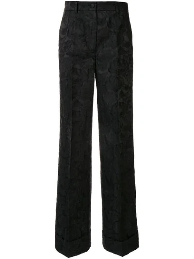 Shop Dolce & Gabbana Jacquard Wide-lg Trousers In Black