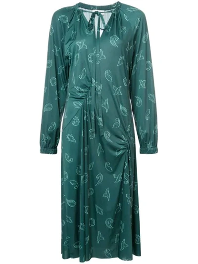 Shop Tibi Leaf Print Dress - Green