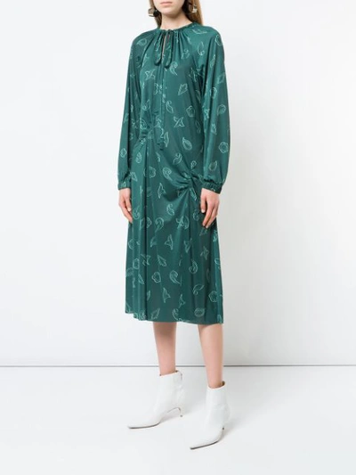 Shop Tibi Leaf Print Dress - Green