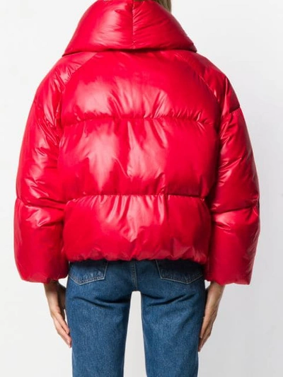 Shop Hache Scarf Tie Puffer Jacket - Red