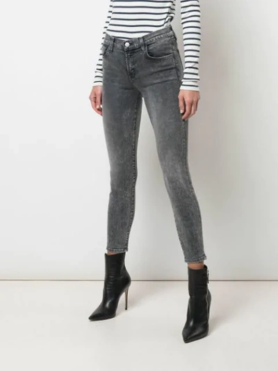 Shop J Brand 835 Mid-rise Cropped Skinny Jeans In Grey