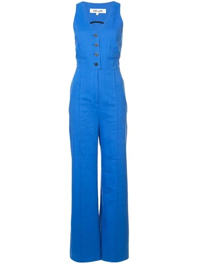 Shop Diane Von Furstenberg Waistcoat Jumpsuit In Blue