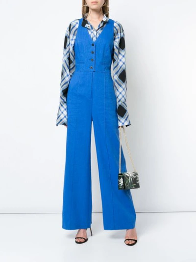 Shop Diane Von Furstenberg Waistcoat Jumpsuit In Blue