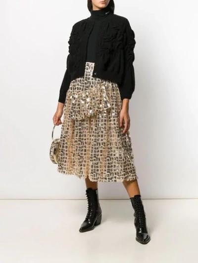 Shop Simone Rocha Ruffled Sequin Skirt In Gold