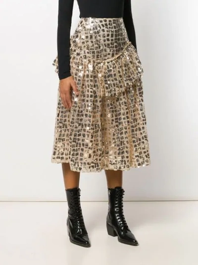 Shop Simone Rocha Ruffled Sequin Skirt In Gold