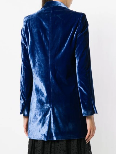 Shop Christian Pellizzari Double Breasted Longline Jacket - Blue