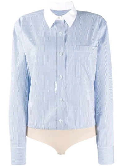 Shop Alexander Wang Micro Stripe Shirt Body In Blue