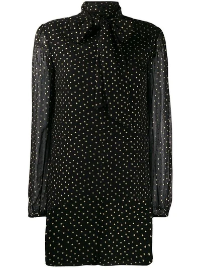 Shop Saint Laurent Star Print Mini Dress In Black