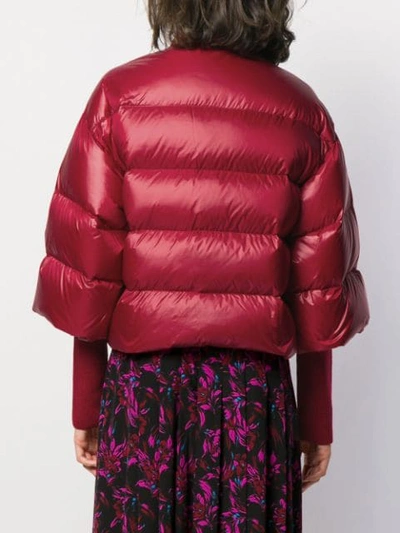 Shop Red Valentino Jersey Cuff Puffer Jacket In Red