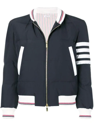 Shop Thom Browne 4-bar Stripe Padded Bomber Jacket In Blue