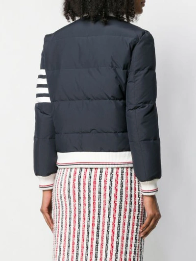 Shop Thom Browne 4-bar Stripe Padded Bomber Jacket In Blue