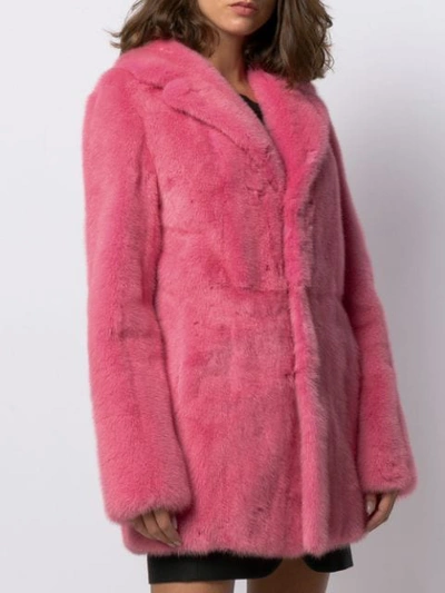 Shop Saint Laurent Mink Fur Coat In 6900 Rose