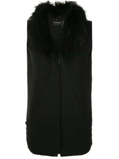 Shop Dolce Cabo Faux Fur Collar Vest In Black