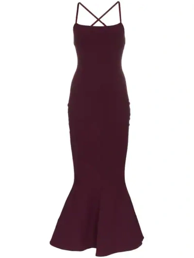 Shop Solace London Verla Fluted Hem Maxi Fldress In Purple